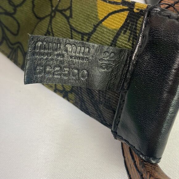 Miu Miu Olive Fabric Print With Wood Buckle Belt - Picture 5 of 5
